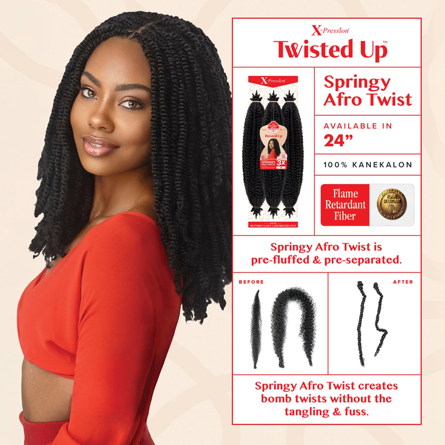 Outre Crochet Braids X-Pression Twisted Up 3X Springy Afro Twist 24"