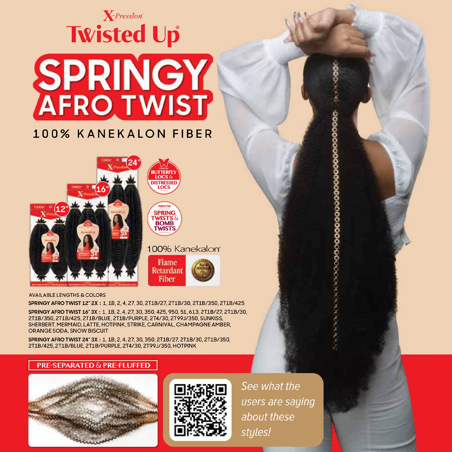 Outre Synthetic Hair Crochet Braids X-Pression Twisted Up 3X Springy Afro Twist 16"