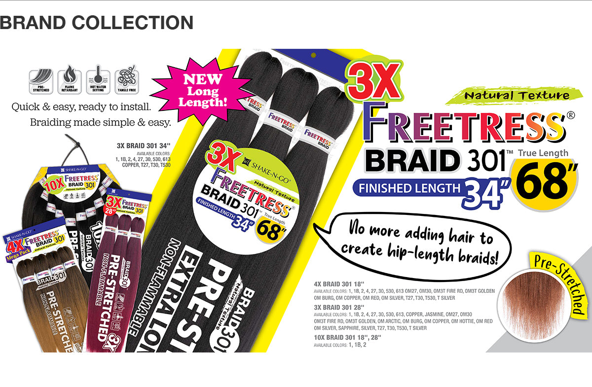 FreeTress Natural Texture Braids Pre-Stretched 4X Braid 301 18"