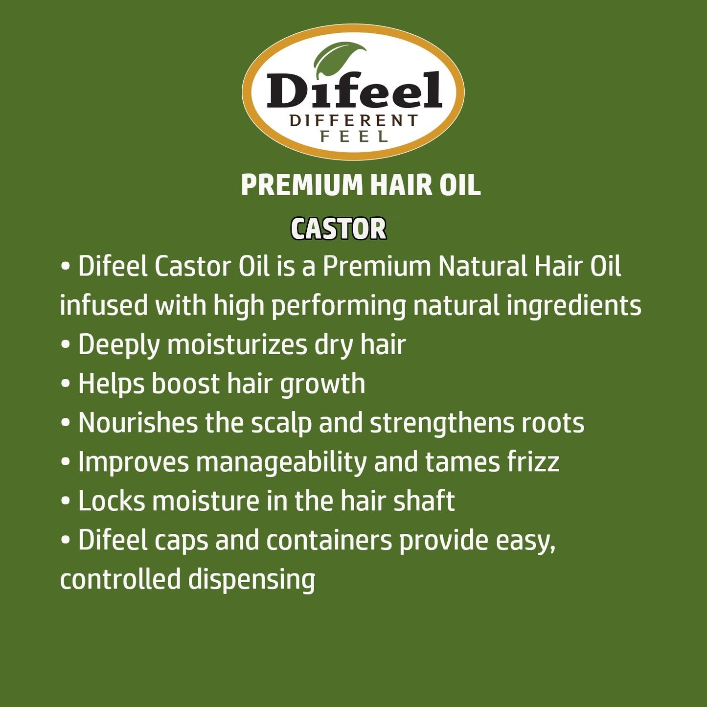 Difeel Premium Natural Hair Oil - Castor Hair Oil 2.5 oz