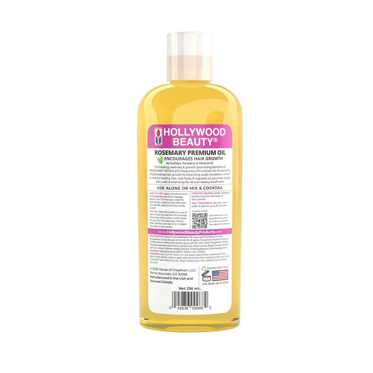 Hollywood Beauty Rosemary Hair Oil, 8 Oz.