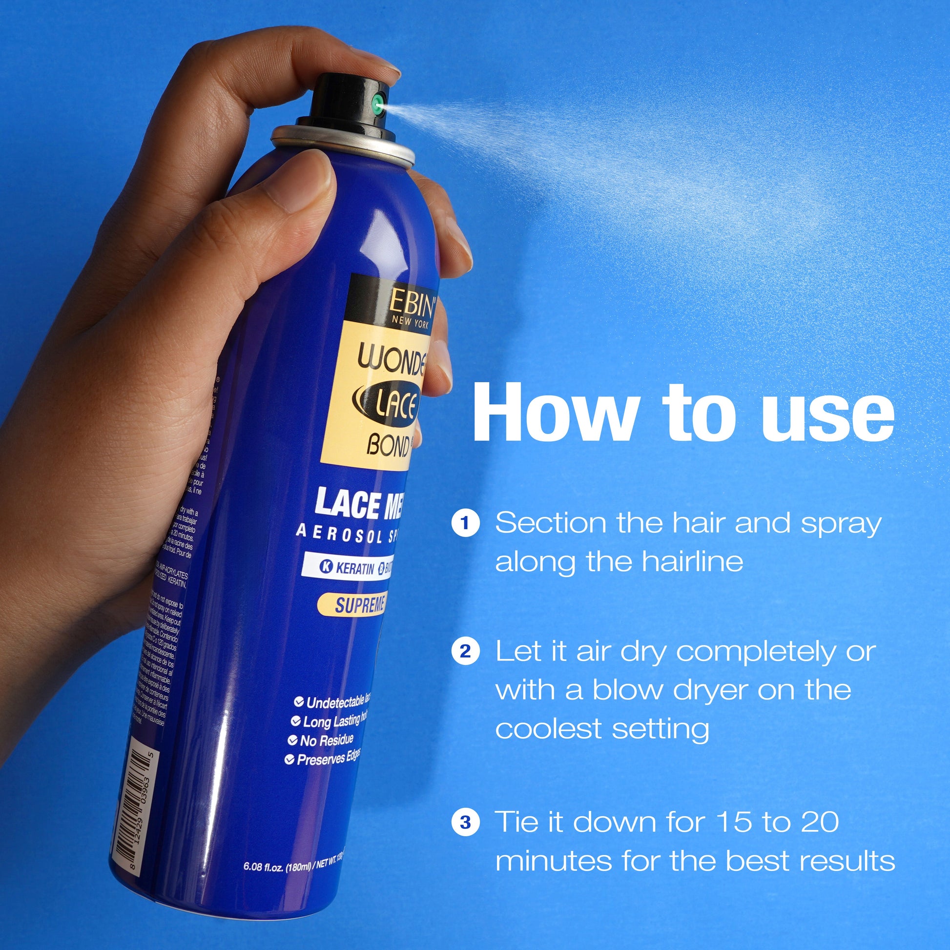 WONDER LACE BOND LACE MELT AEROSOL SPRAY- KERATIN - EBIN NEW YORK