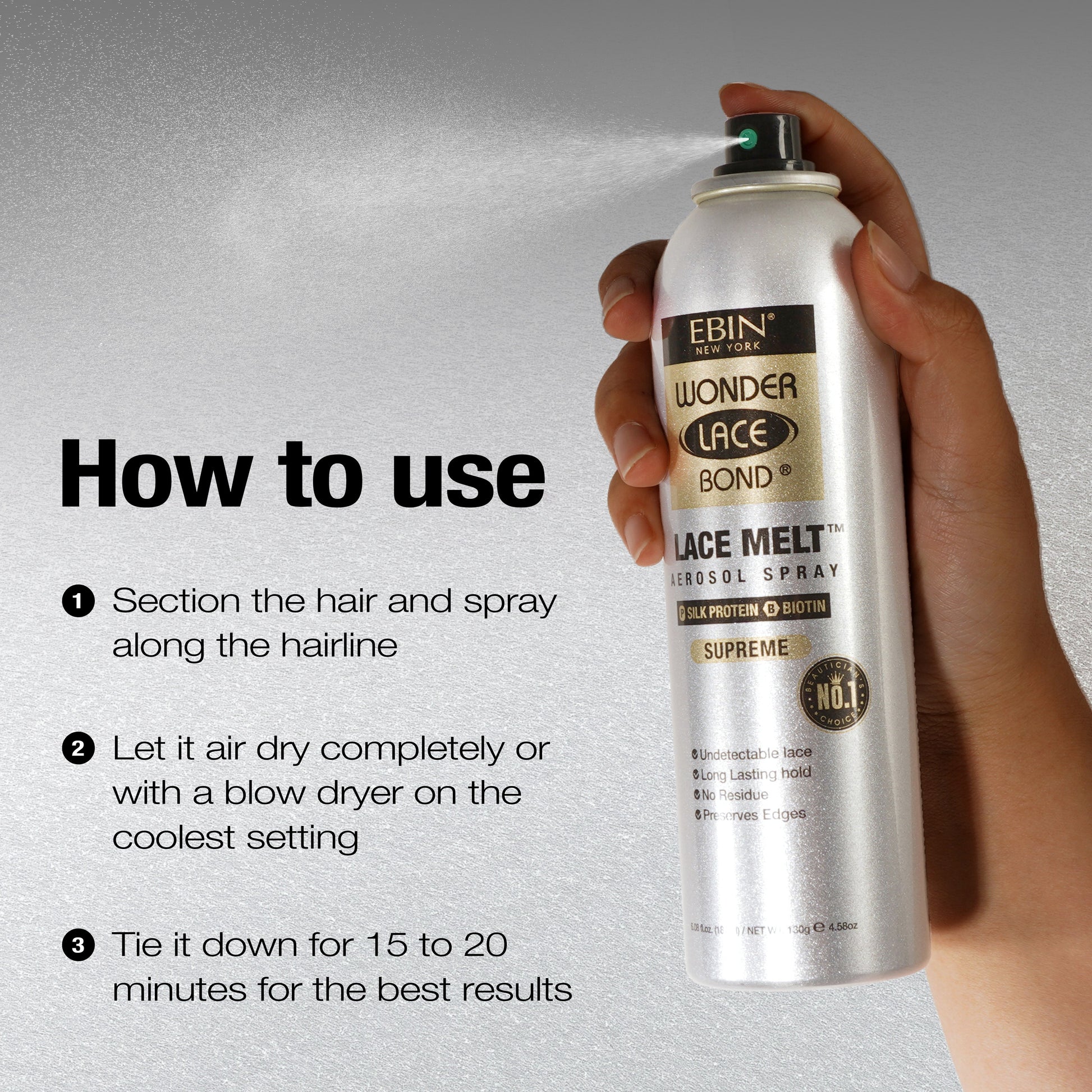 WONDER LACE BOND LACE MELT AEROSOL SPRAY- SILK PROTEIN - EBIN NEW YORK