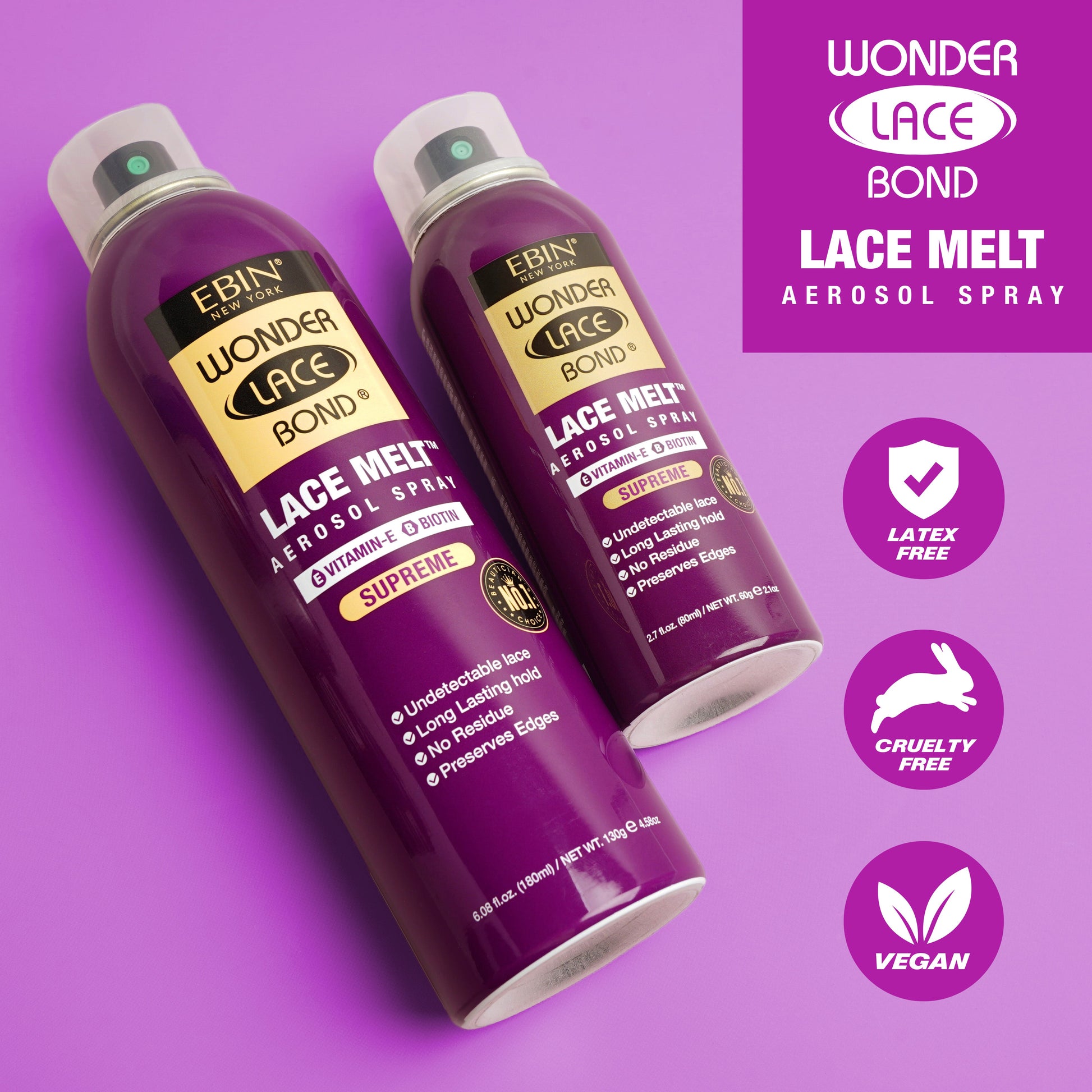 WONDER LACE BOND LACE MELT AEROSOL SPRAY- VITAMIN E - EBIN NEW YORK