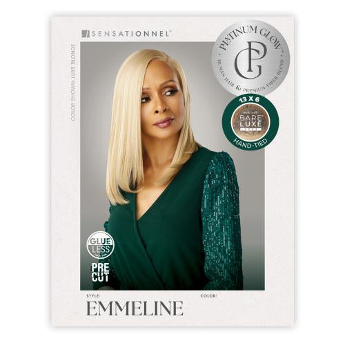 Sensationnel Human Hair Blend Lace Front Wig BareLace Glueless 13X6 Platinum Glow Emmeline