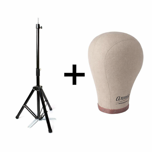Professional Mannequin Head with Stand – Canvas Wig Head + Adjustable Tripod for Styling & Wig Making