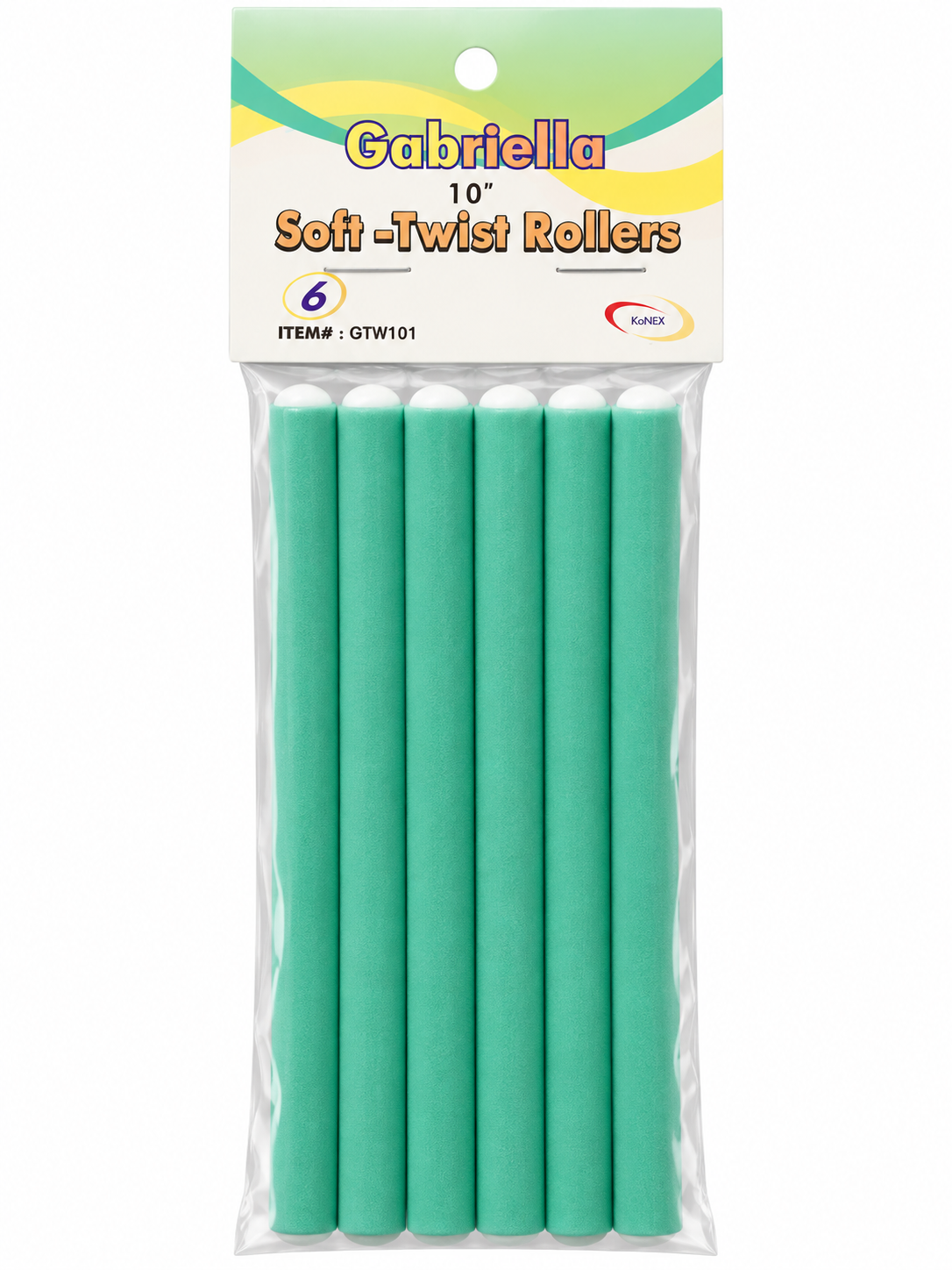 Gabriella 10" Soft-Twist Rollers — Green, 6 Pieces