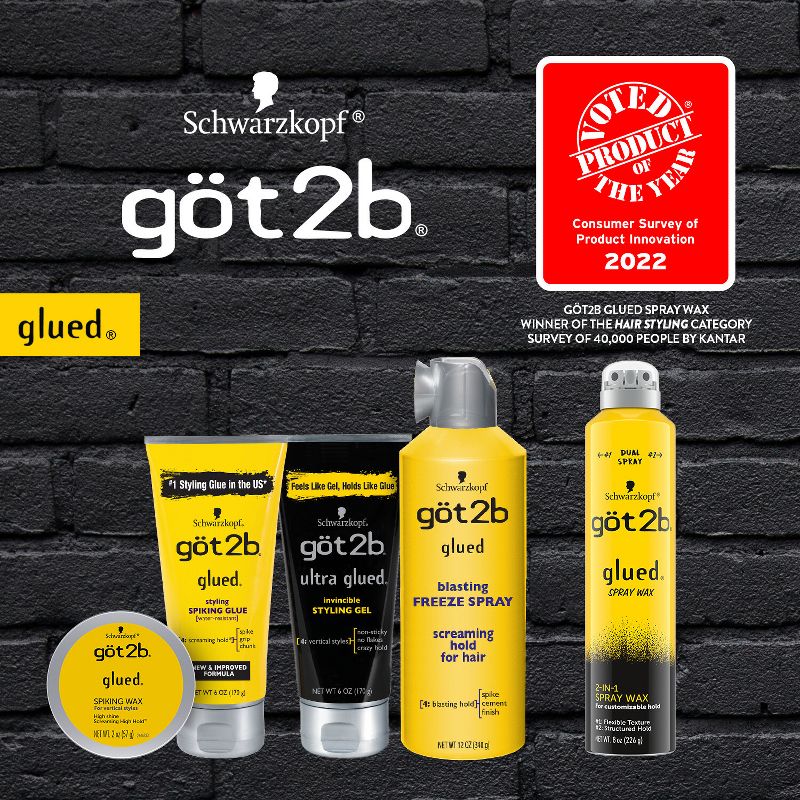 Göt2b Ultra Glued Invincible Styling Gel - 6oz: Aluminum-Free, Dye-Free, Paraben-Free Formula for All Hair Types, 5 of 18