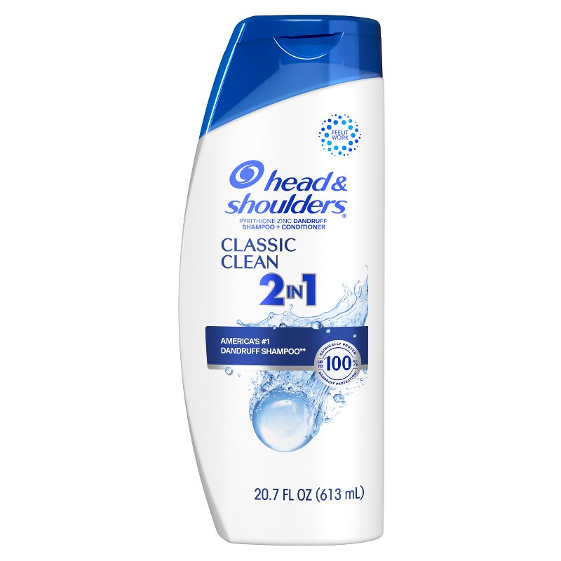Head & Shoulders Classic Clean 2-in-1 Dandruff Shampoo & Conditioner — 20.7 fl oz bottle label