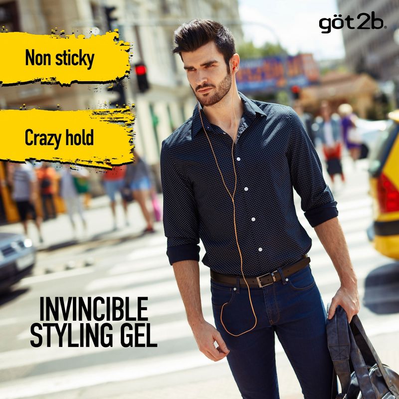 Göt2b Ultra Glued Invincible Styling Gel - 6oz: Aluminum-Free, Dye-Free, Paraben-Free Formula for All Hair Types, 3 of 18