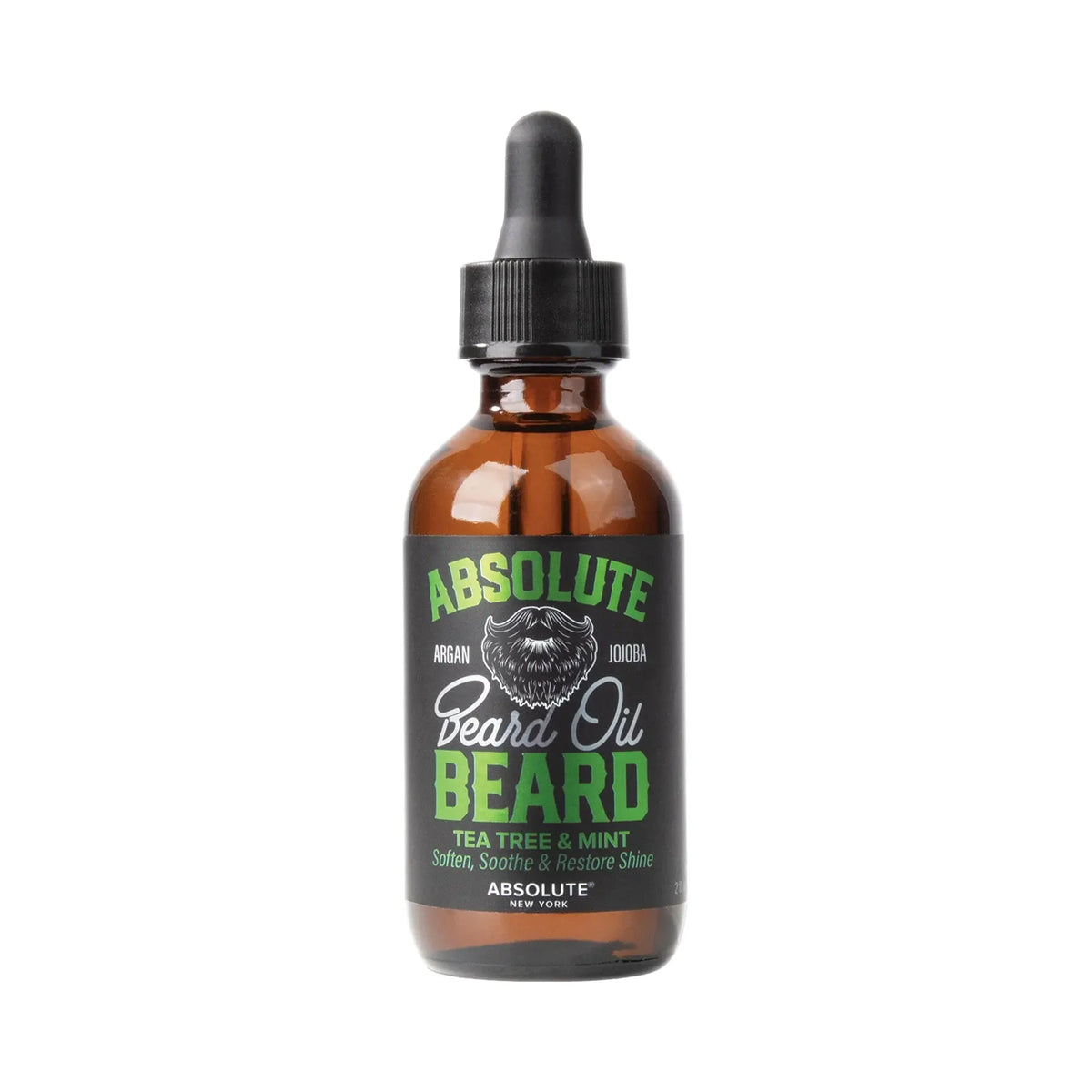 Absolute Beard Oil – Tea Tree + Mint, bottle view