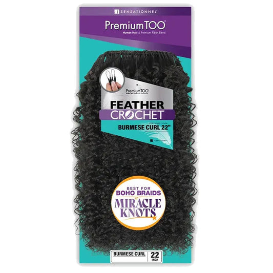 Sensationnel Premium Too Feather Crochet Burmese Curl 22 Inch — 22-inch Burmese Curl crochet hair package