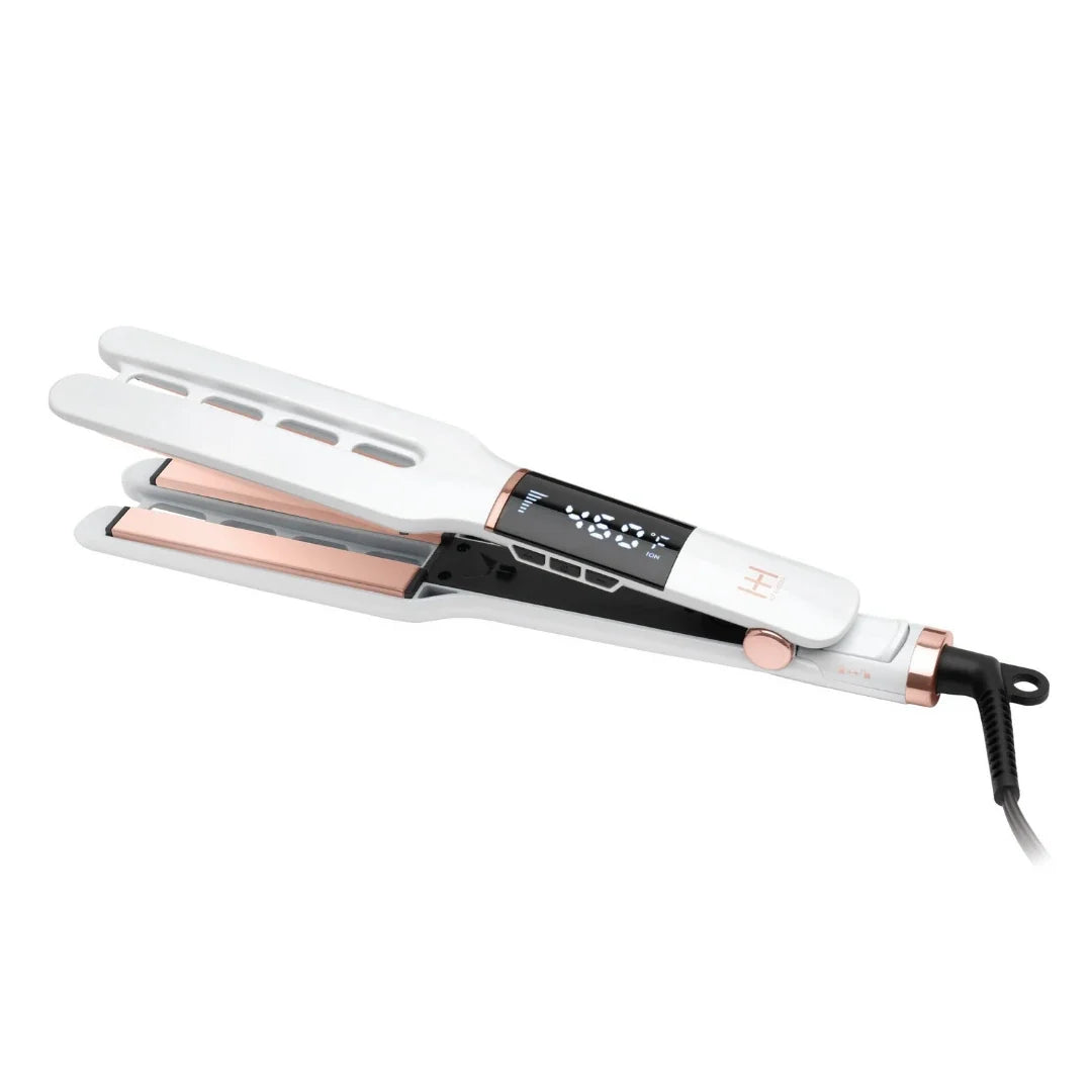 Hot & Hotter Dual Plate Digital Ceramic Flat Iron — open flat iron and digital display