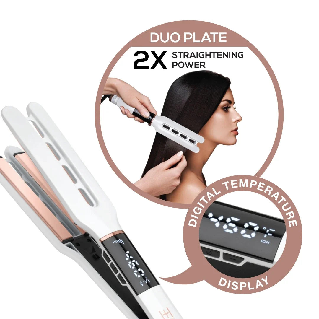 Hot & Hotter Dual Plate Digital Ceramic Flat Iron — dual plate styling and display graphic