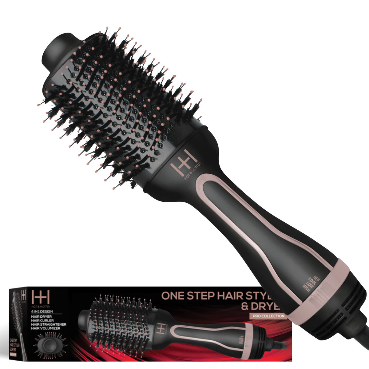 Hot & Hotter One-Step Ceramic Hair Styler & Dryer — oval dryer brush with retail box