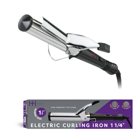 Hot & Hotter Electric Curling Iron 1 1/4 Inch — wide curling iron and retail box