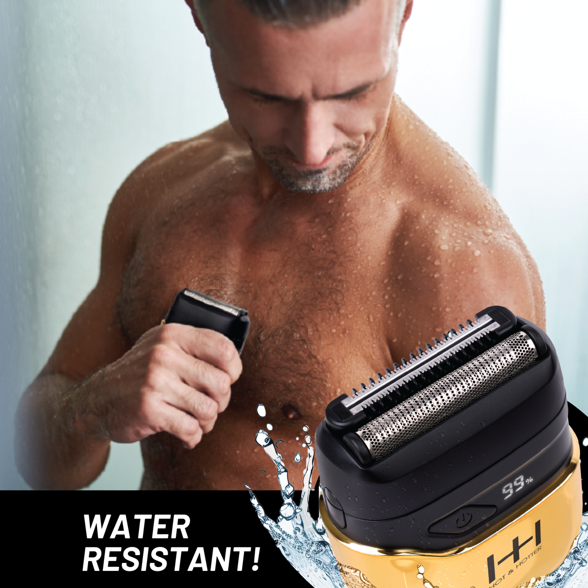 Hot & Hotter Dual Blade Mini Foil Shaver, Gold — shaver cleaning and grooming illustration