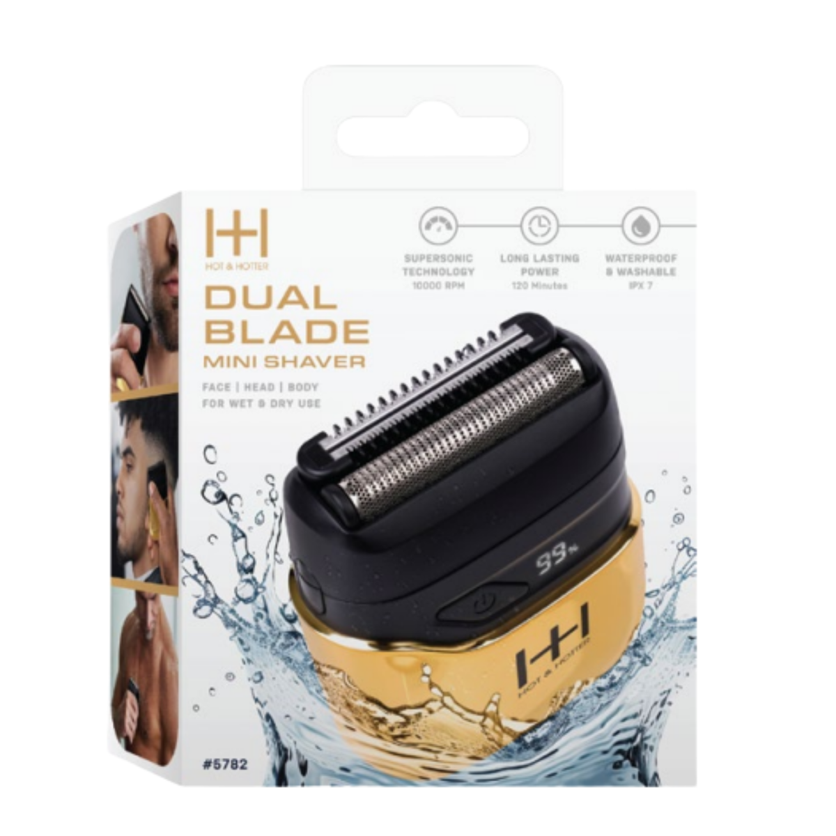 Hot & Hotter Dual Blade Mini Foil Shaver, Gold — retail packaging