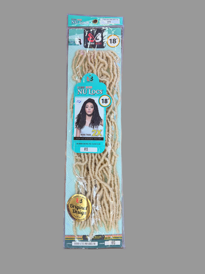 Packaged hair extensions with a gray background