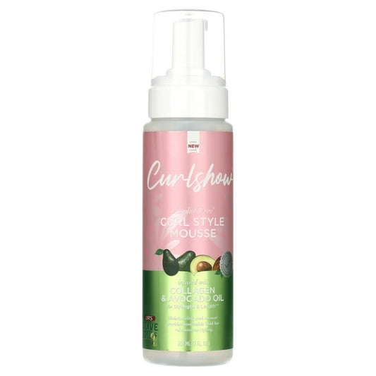 ORS Olive Oil Curlshow Curl Style Mousse Infused with Collagen & Avocado Oil for Strength & Length, Alcohol Free (7.0 oz)