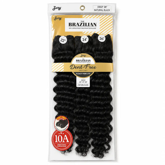 Zury The Brazilian Dent-Free 10A Deep Wave Virgin Remy Human Hair 3-Bundle Ultimate Beauty Supply