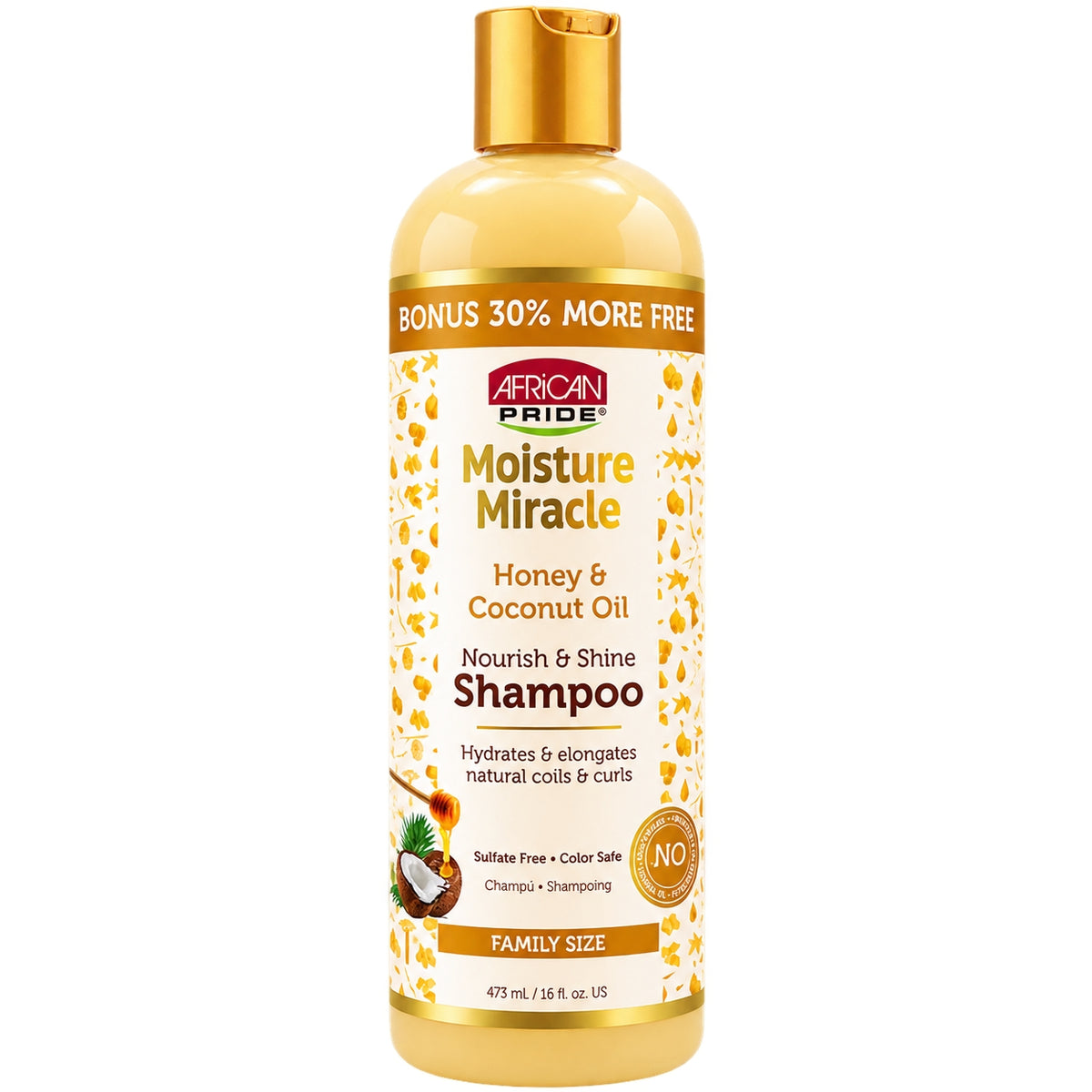 African Pride Moisture Miracle Honey Coconut Oil Shampoo, 16 Oz. African Pride