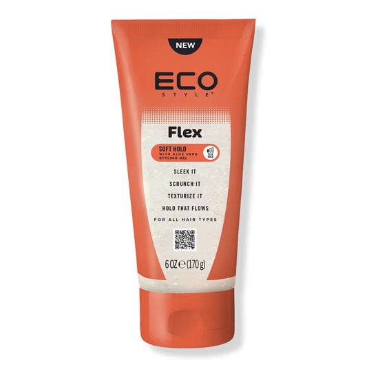 Eco Flex Soft Hold Styling Gel with Aloe — 6 oz coral-colored soft-hold gel tube