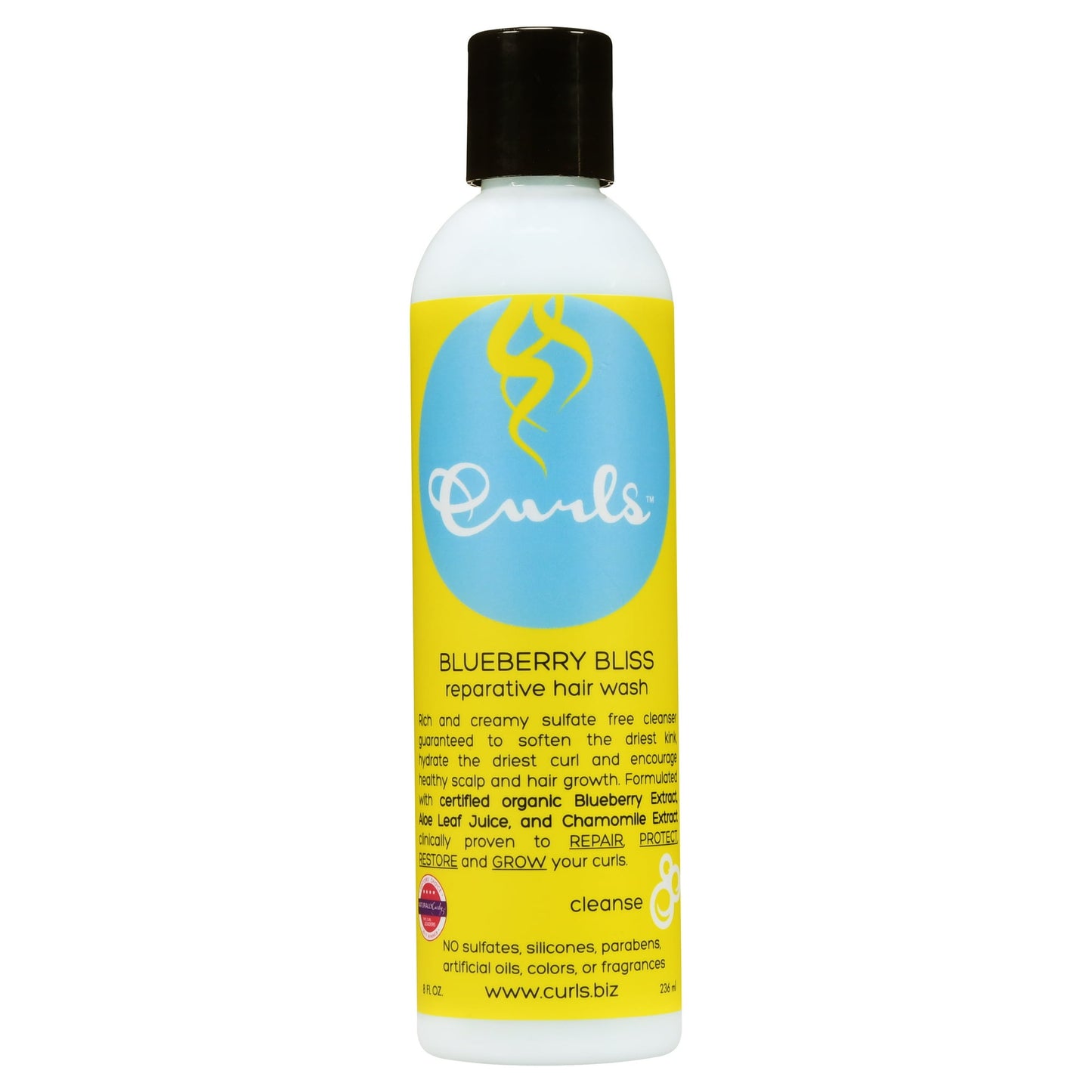 CURLS Blueberry Bliss Reparative Hair Wash with Aloe, Blueberry, 8 fl oz