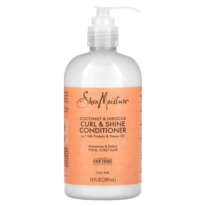 SheaMoisture Curl & Shine Conditioner, Coconut & Hibiscus, 13 fl oz (384 ml)