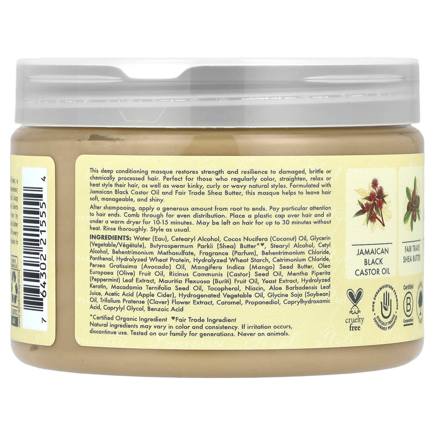 SheaMoisture Jamaican Black Castor Oil, Strengthen & Restore Treatment Masque, 11.5 oz (326 g)