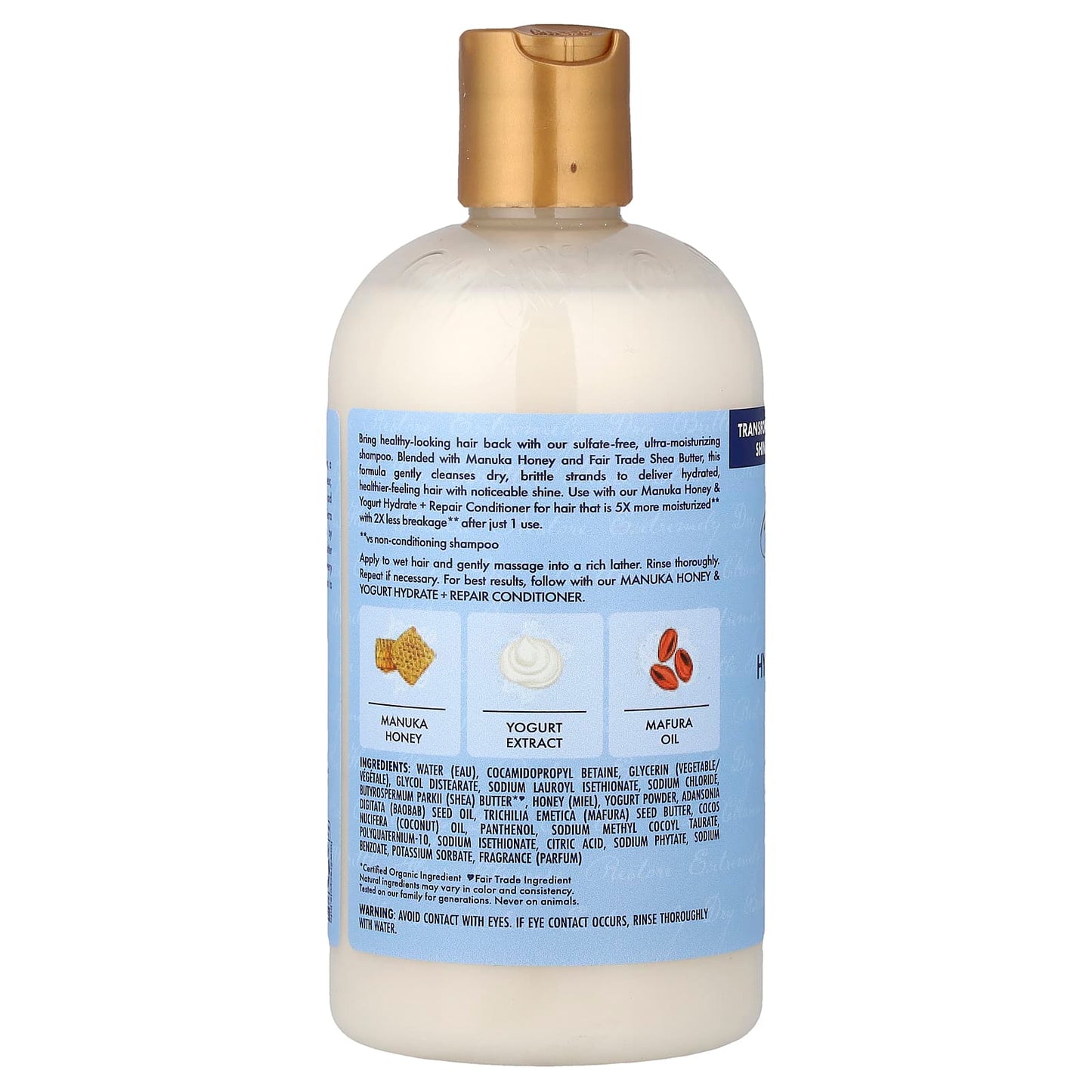 SheaMoisture Manuka Honey & Yogurt, Hydrate + Repair Shampoo with Mafura & Baobab Oils, 13 fl oz (384 ml)