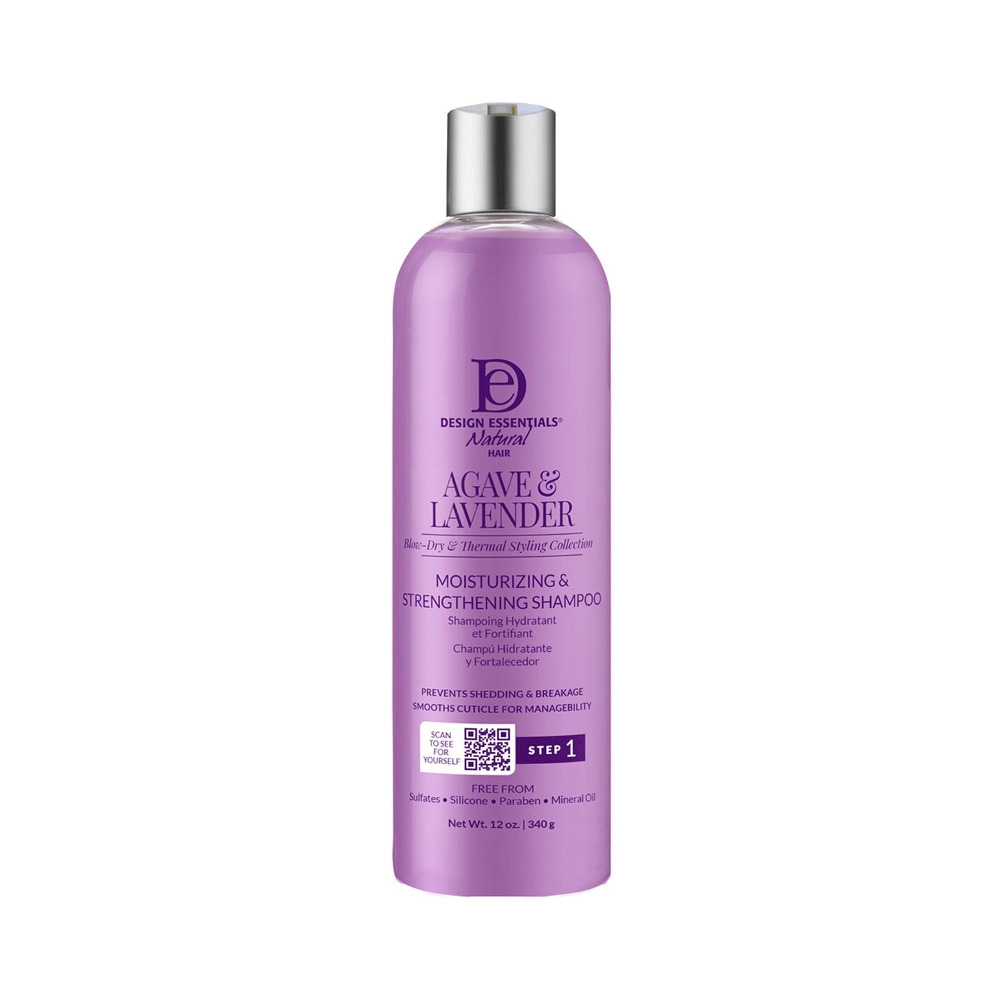 Design Essentials Natural Hair Agave & Lavender Moisturizing & Strengthening Shampoo, 12 oz