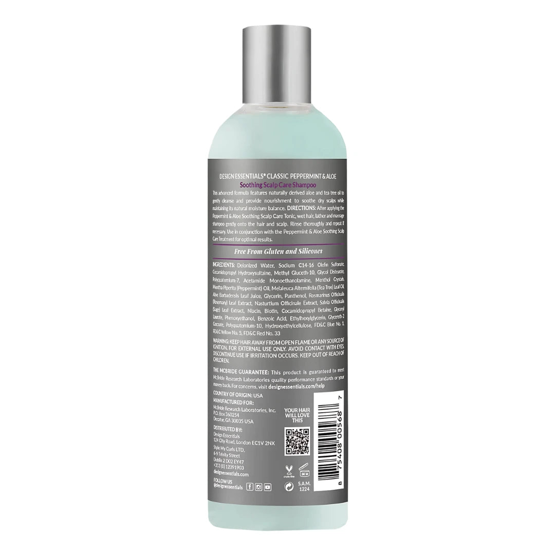 Design Essentials Scalp Care Shampoo – Peppermint & Aloe - 12 Oz | Clarifying & Soothing