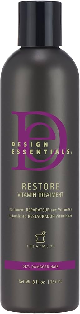 Design Essentials Restore Vitamin Treatment for Natural Dry Damaged Hair, White, 8 Fl Oz