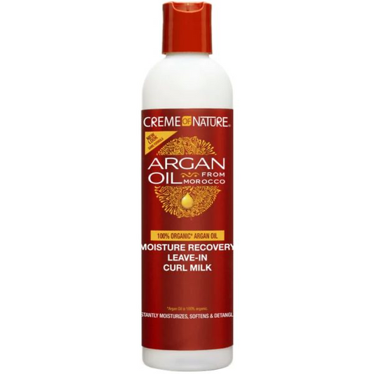 Creme of Nature, Argan Oil Moisture Recovery Leave In Curl Milk, Argan Oil of Morocco, Softens & Defines Curls, 8 Fl Oz