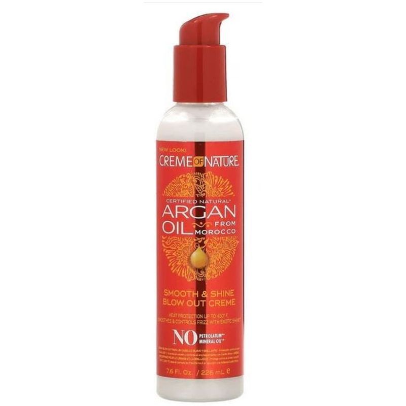 CREME OF NATURE ARGAN HEAT PROTECT SMOTH & SHINE BLOW OUT CREME, 7.6 OZ
