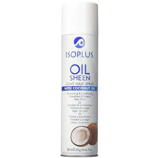 Isoplus Oil Sheen Light Hair Spray with Coconut Oil — 9 oz coconut oil sheen can