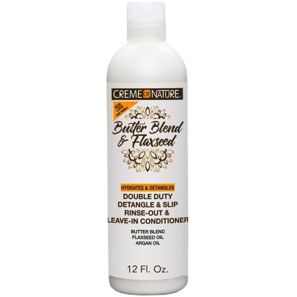 Creme of Nature Butter Blend & Flaxseed Double Duty Detangle & Slip Rinse-Out & Leave-In Conditioner 12 oz