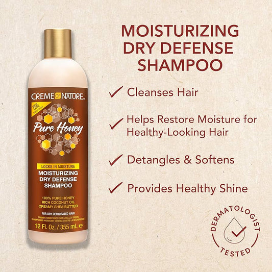 Creme of Nature Pure Honey Moisturizing Dry Defense Shampoo bonus size 15.2 oz