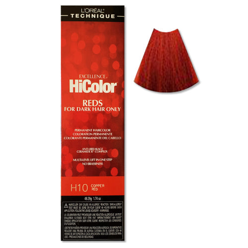 L'Oreal Technique HiColor, H10 Copper Red box and swatch