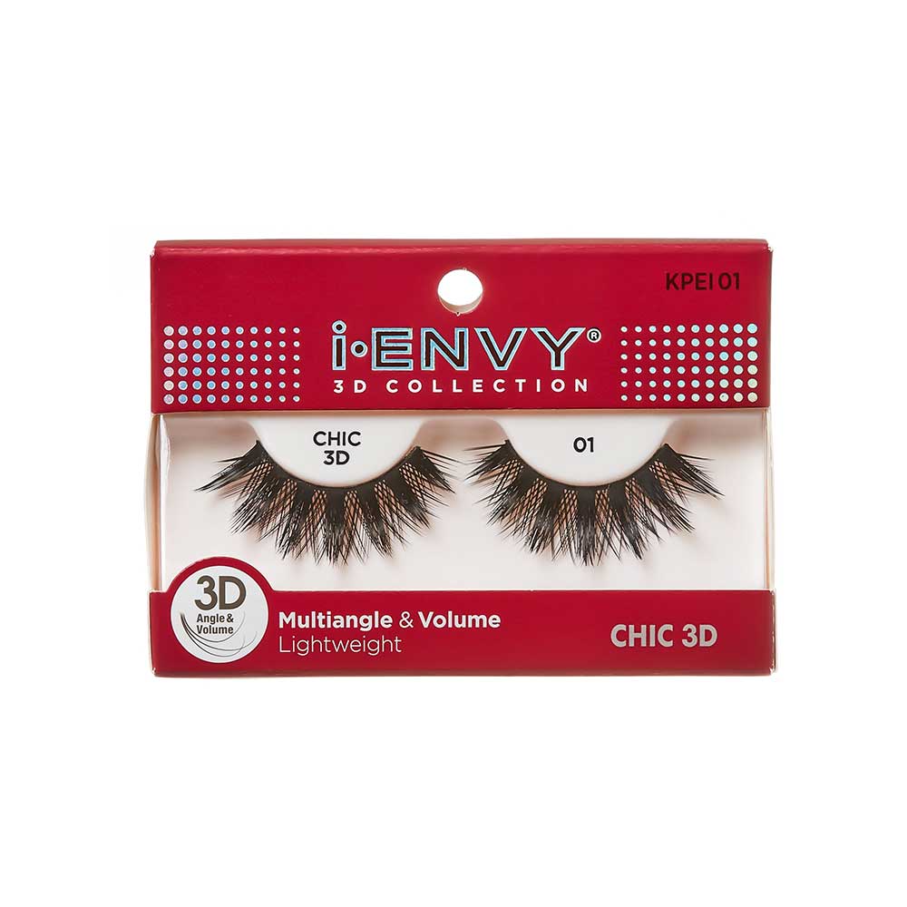 KPEI01_main "I-ENVY 3D Chic Strip Lashes in #01, main product view."