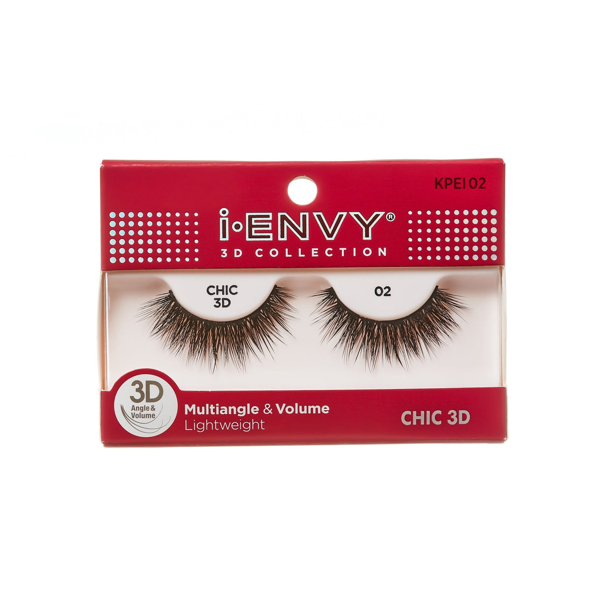 KPEI02_main "I-ENVY 3D Chic Strip Lashes in #02, main product view."