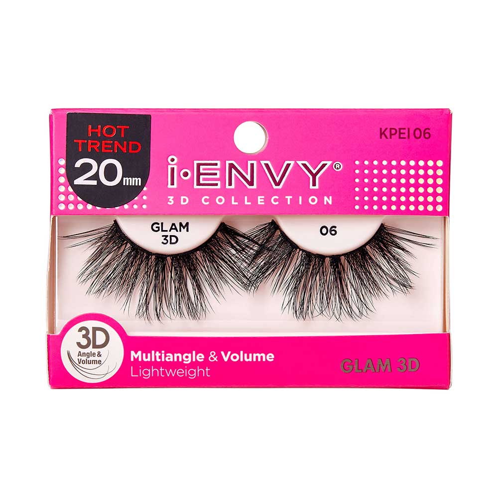 KPEI06_main "I-ENVY 3D Glam Strip Lashes in #06, main product view."