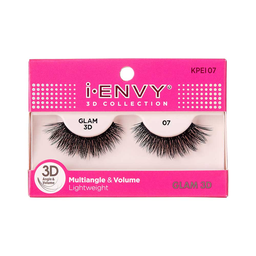 KPEI07_main "I-ENVY 3D Glam Strip Lashes in #07, main product view."