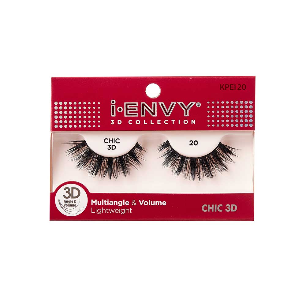 KPEI20_main "I-ENVY 3D Chic Strip Lashes in #20, main product view."