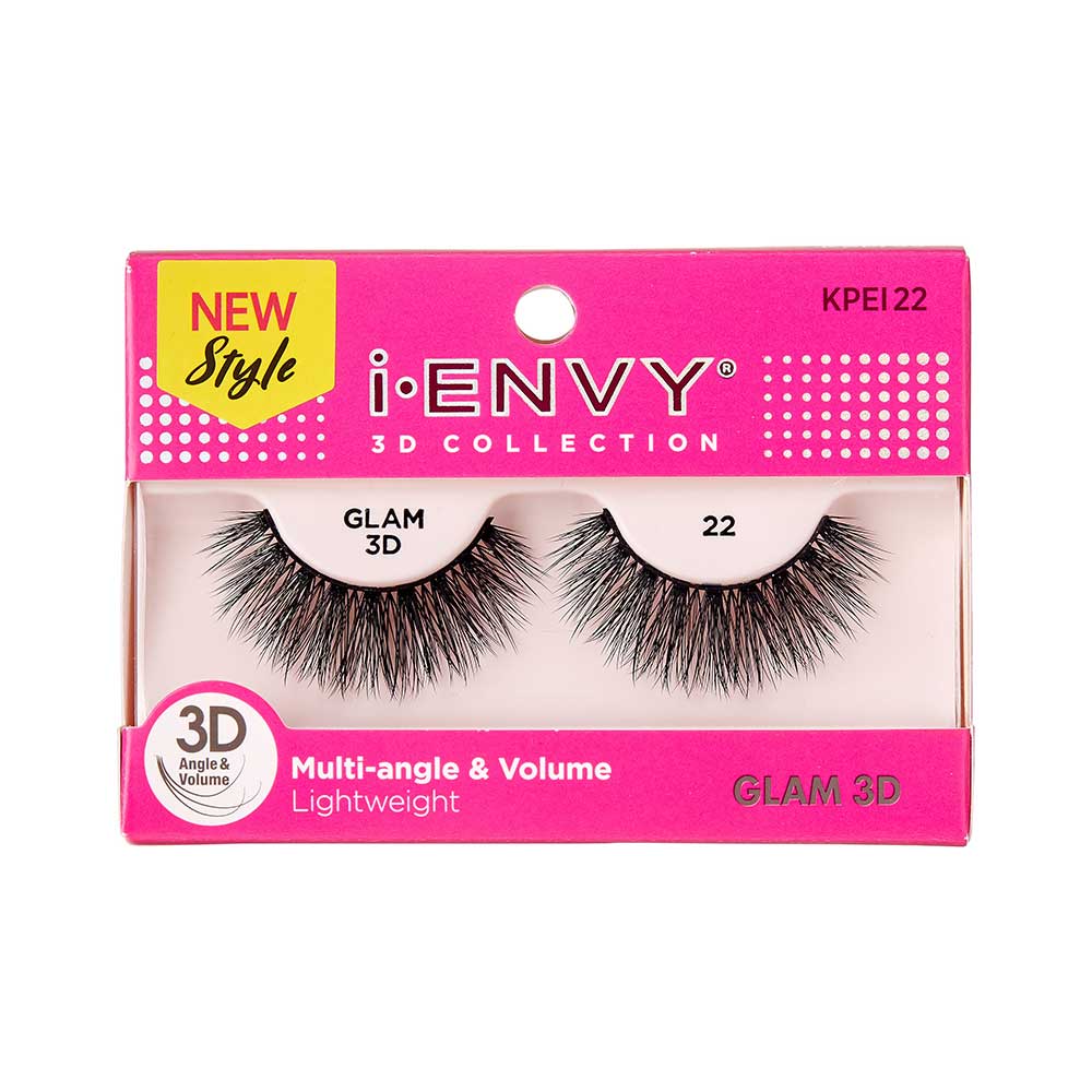 KPEI22_main "I-ENVY 3D Glam Strip Lashes in #22, main product view."