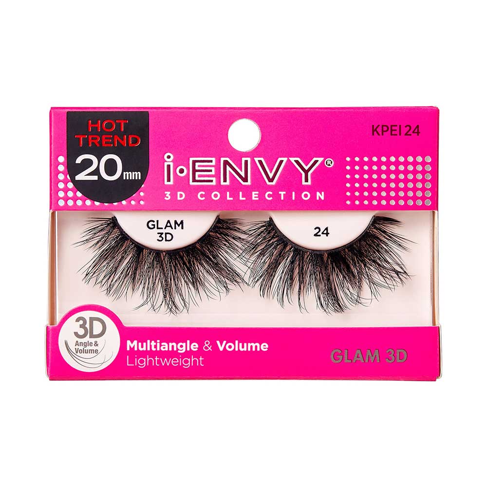 KPEI24_main "I-ENVY 3D Glam Strip Lashes in #24, main product view."