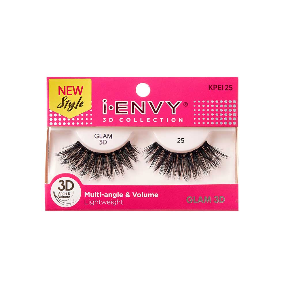 KPEI25_main "I-ENVY 3D Glam Strip Lashes in #25, main product view."