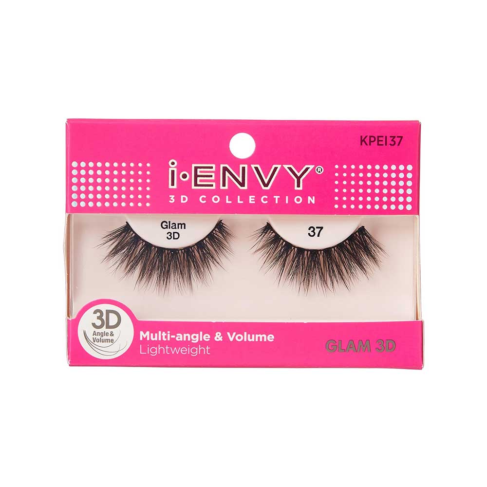 KPEI37_main "I-ENVY 3D Glam Strip Lashes in #37, main product view."