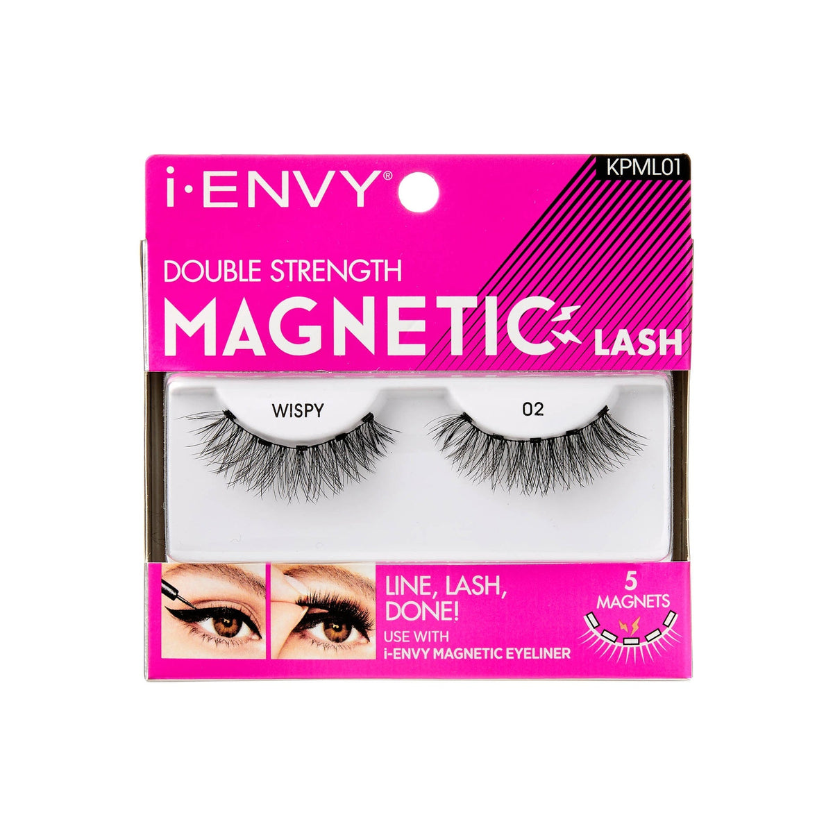 KPML01_main "I-ENVY Double Strength Magnetic Strip Lashes in Wispy #02, main product view."